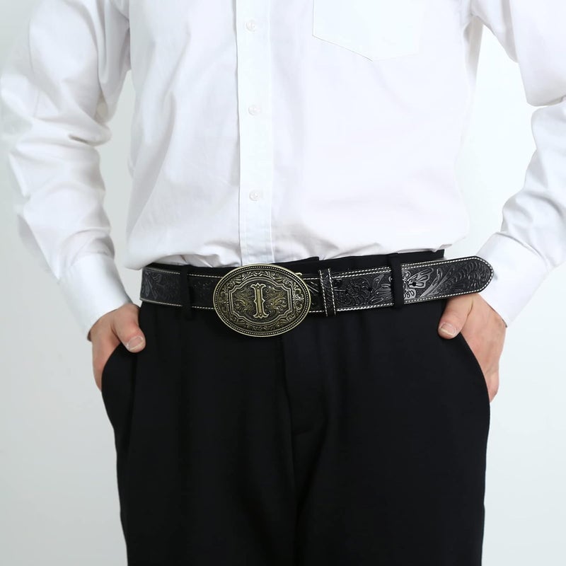 Fibbadet Store Belt Buckles Men Initial Letters A-Z Western Rodeo Cowboy Cowgirl Belt Buckle for Men Boys Halloween Birthday Party - Image 4